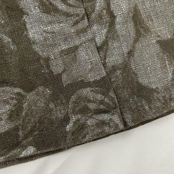 Classiques Entier Nordstrom brand Linen Dress metallic roses on Loden size 10 - Picture 9 of 13